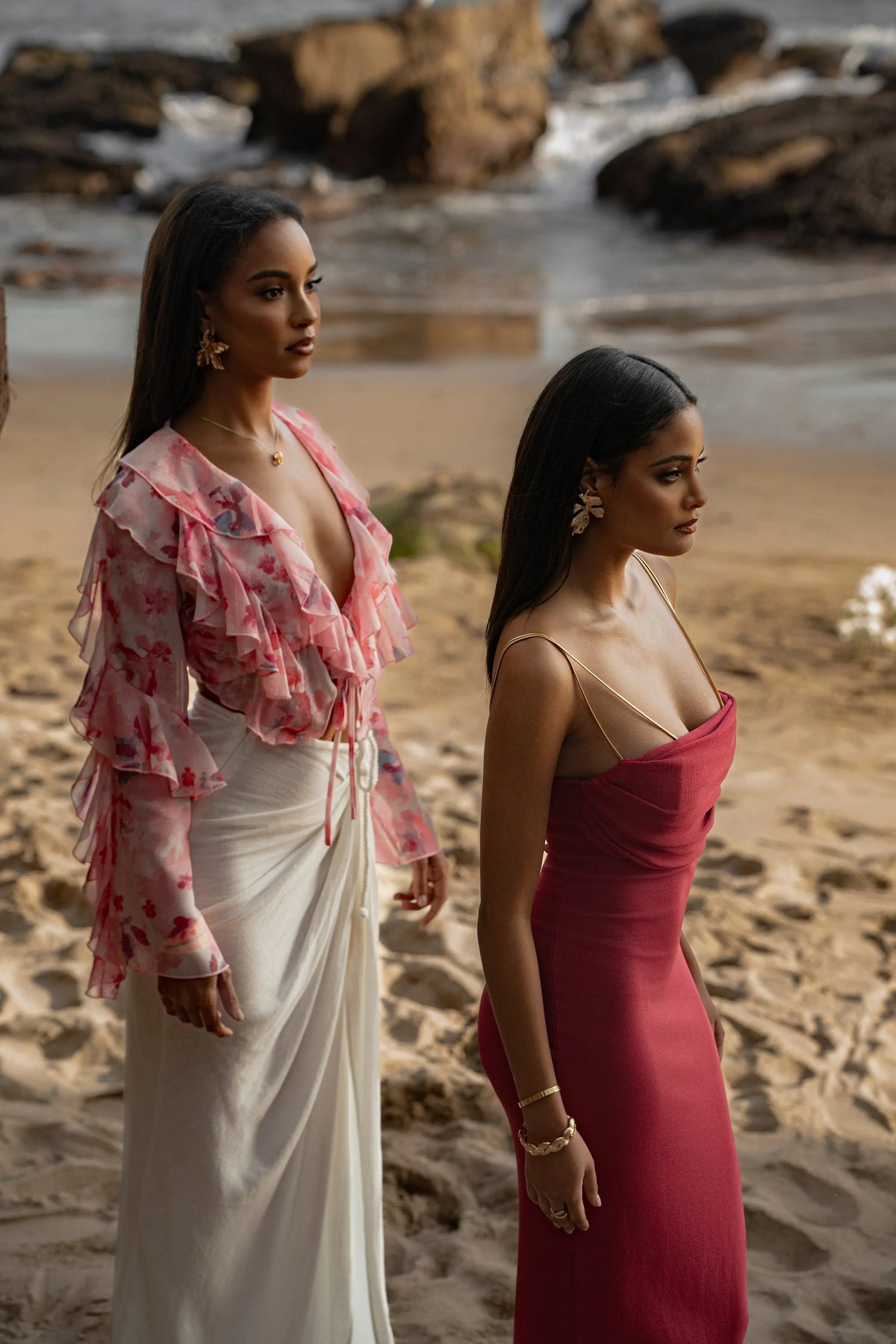 Pink La Lune Drape Midi Dress