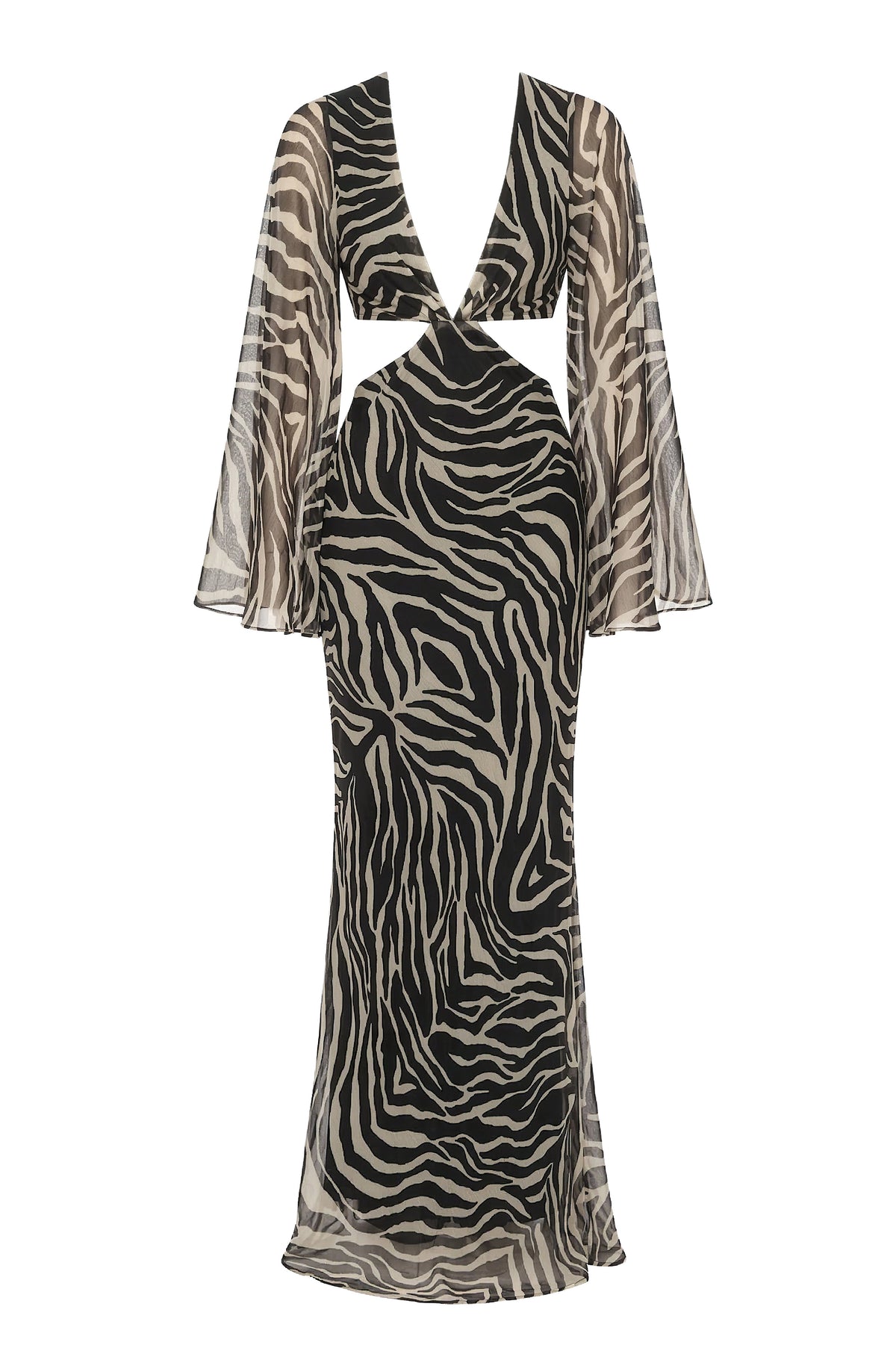 Black Zebra Instincts Print Maxi Dress
