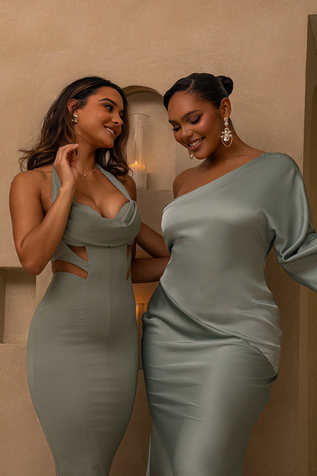 Sage Femme Drape Maxi Dress