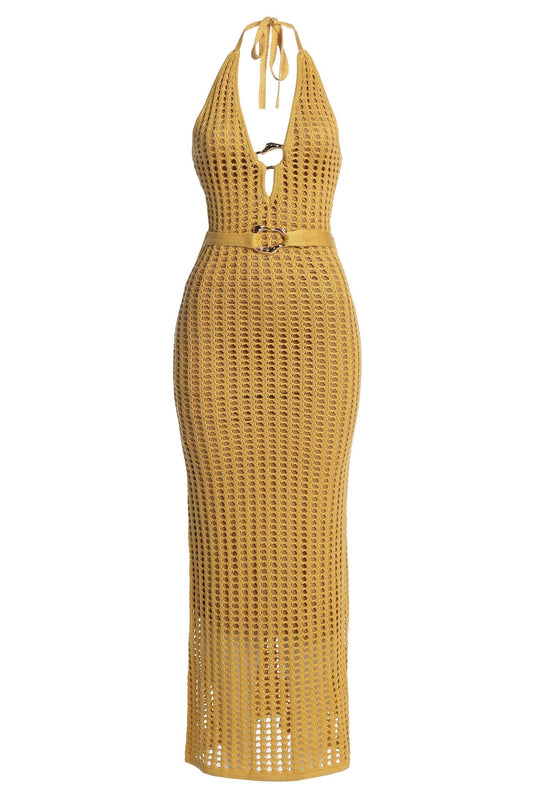 Yellow Oceanic Dream Crochet Maxi Dress
