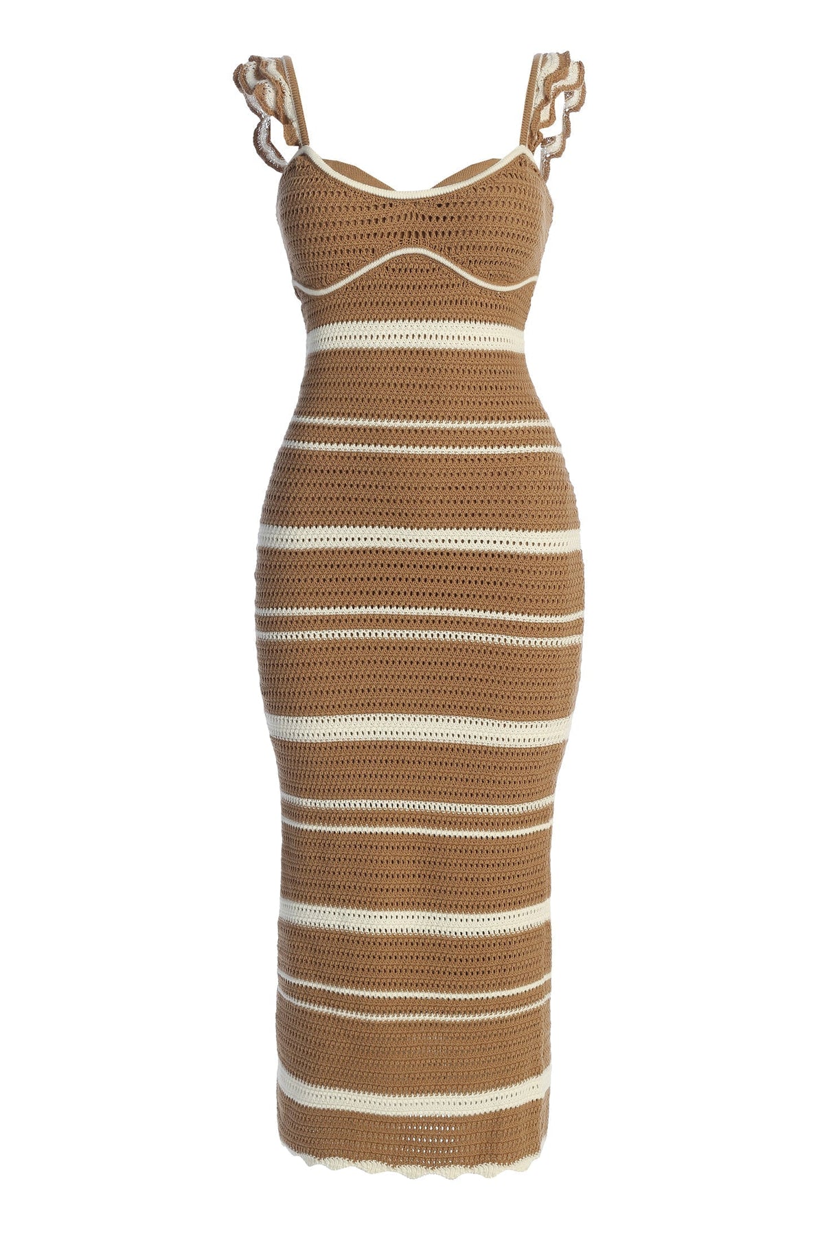 Beige/Ivory Norina Striped Midi Dress