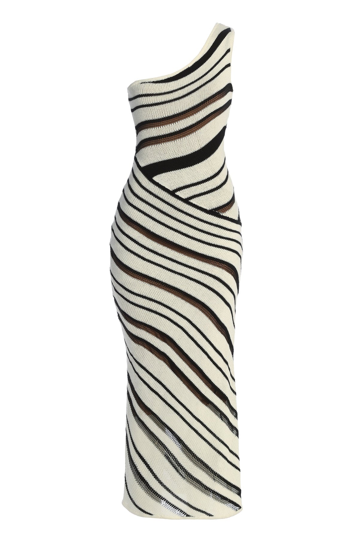 Ivory/Black Sanibel Ruched Maxi Knit Dress