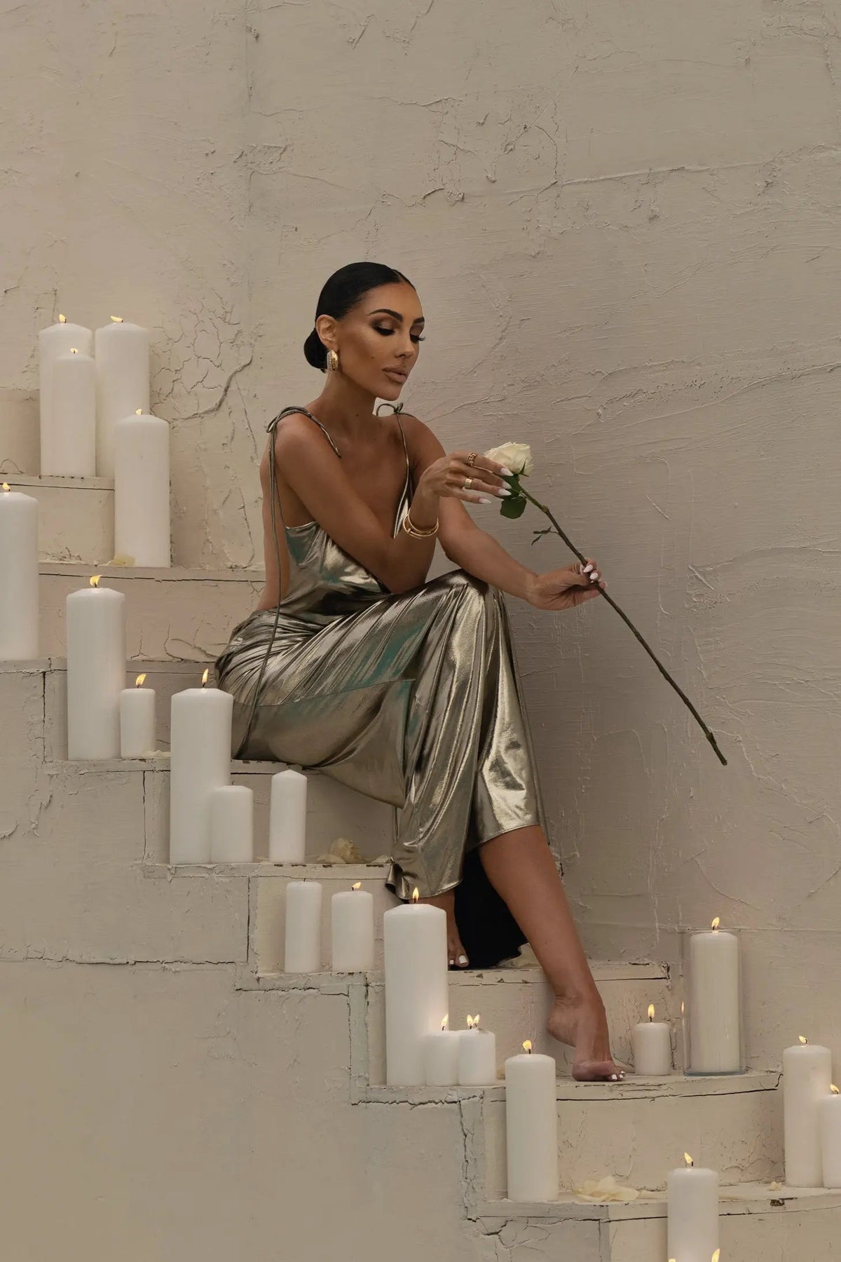 Light Gold Heart of Gold Maxi Dress