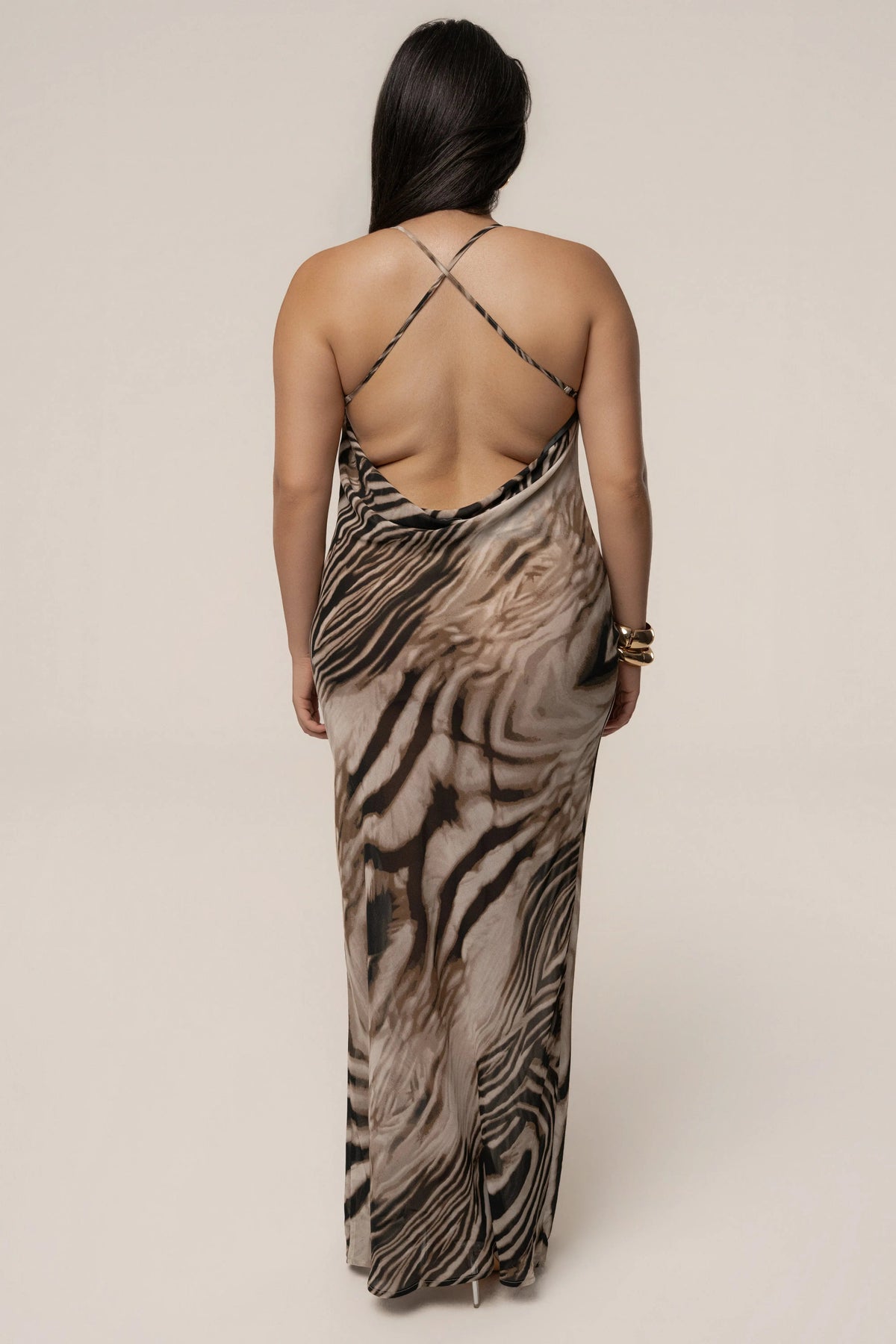 Brown Zebra Print Infinite Journey Maxi Dress