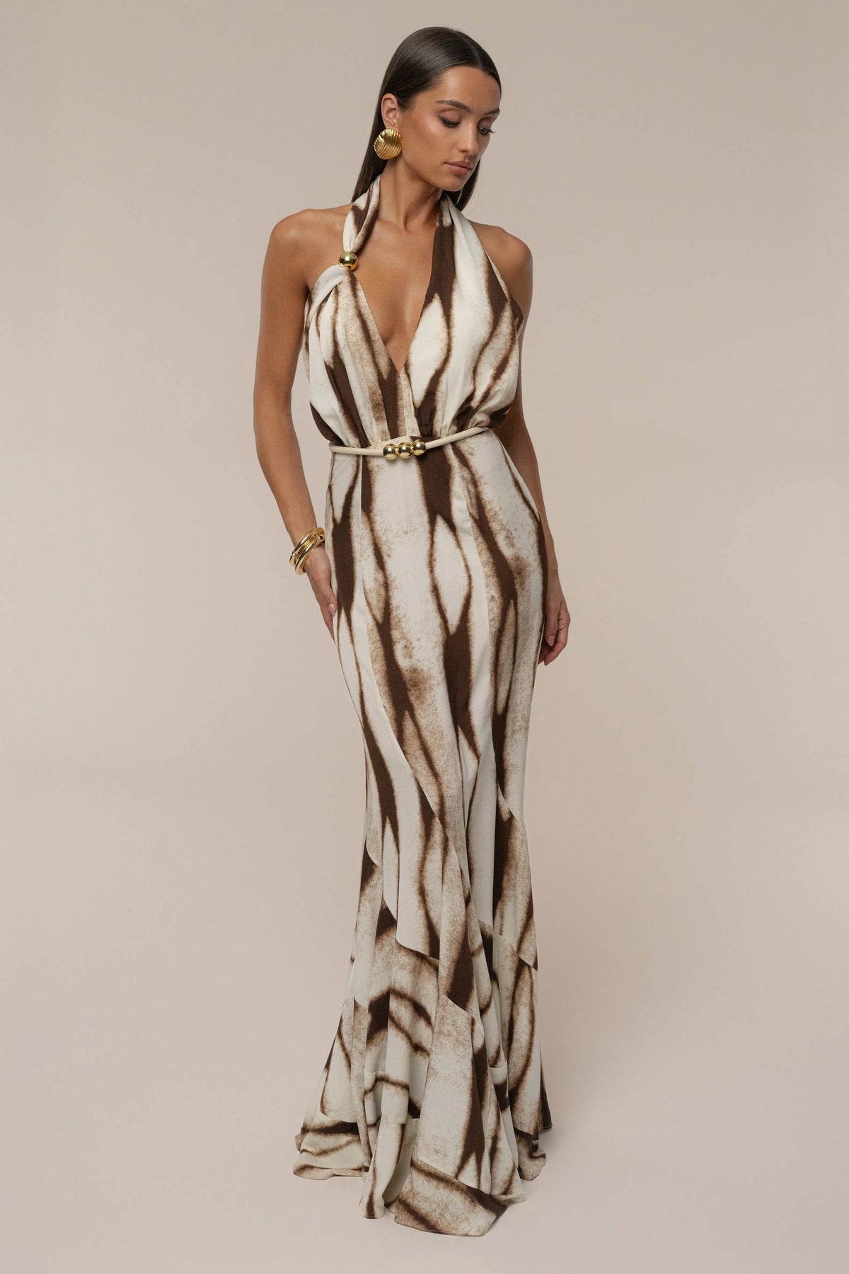 Ivory Desert Glow Flared Maxi Dress