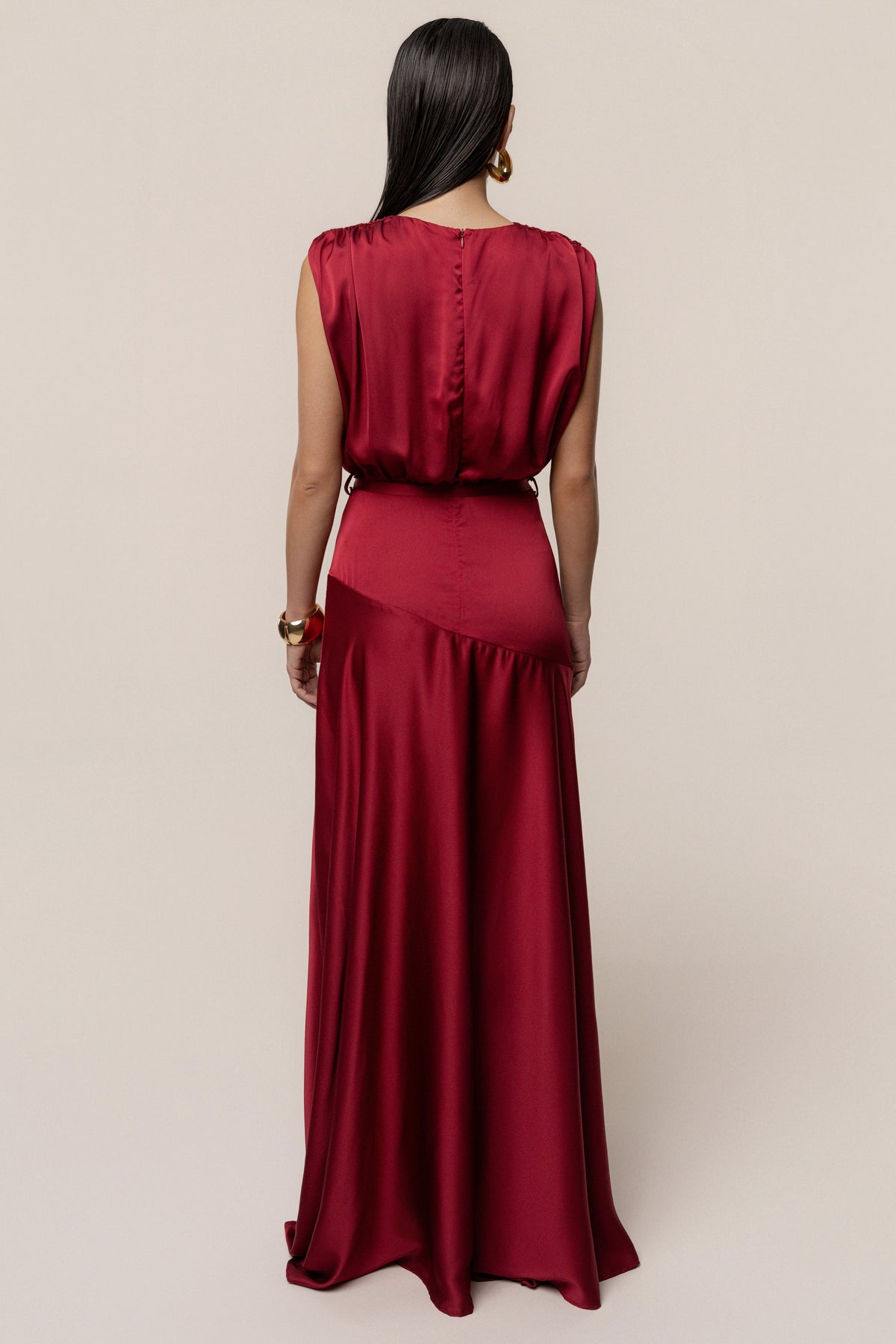 Red Amalia Satin Maxi Dress