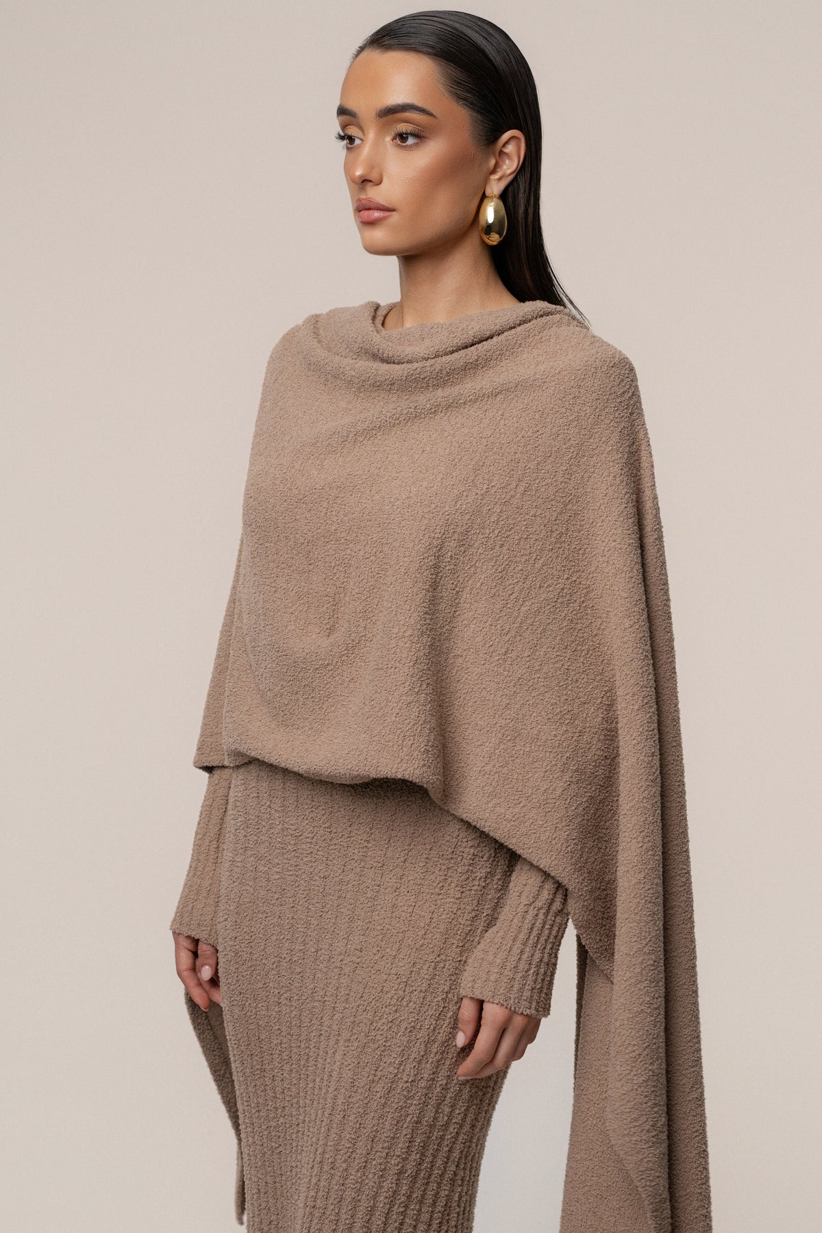 Taupe First Class Ribbed Maxi Dress