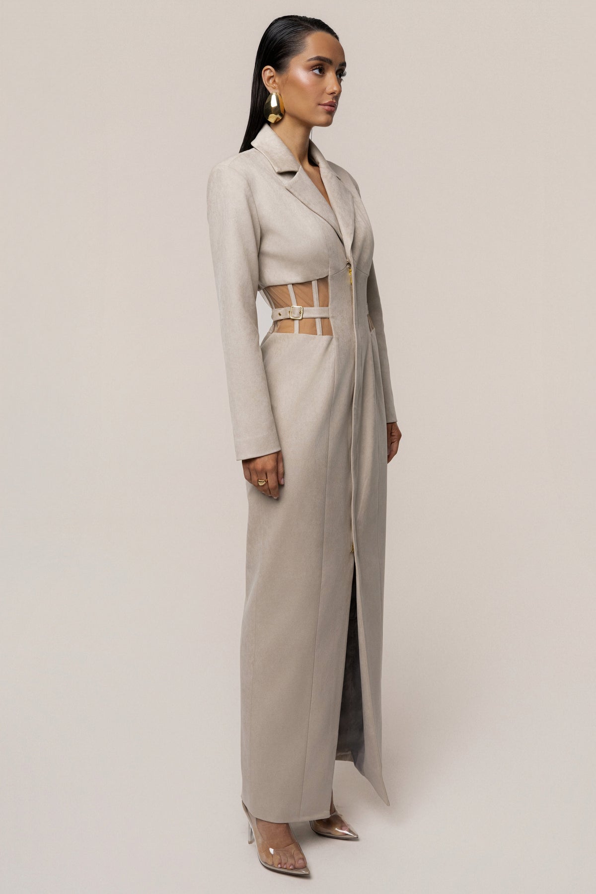 Stone Toffee Haze Suede Dress