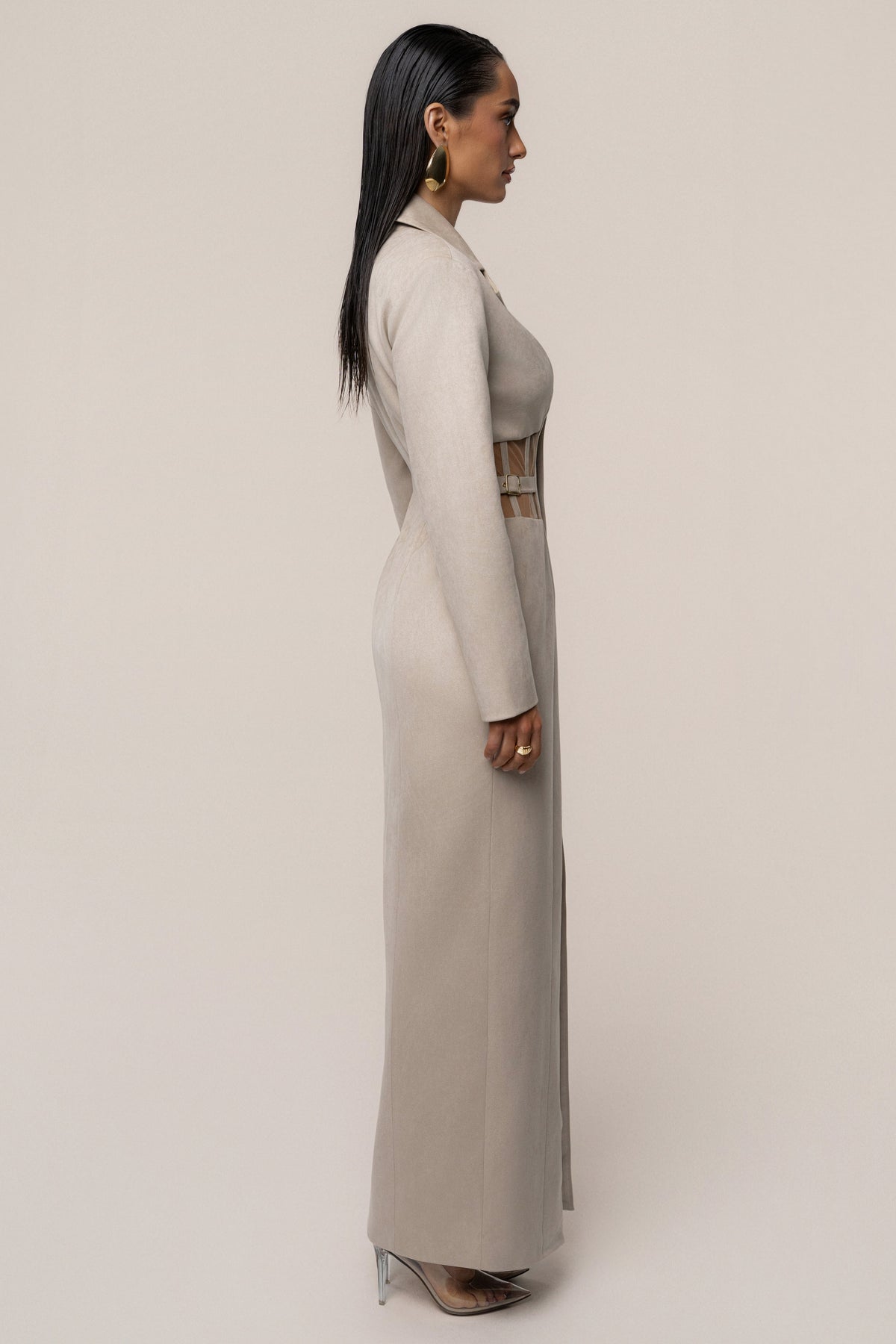 Stone Toffee Haze Suede Dress