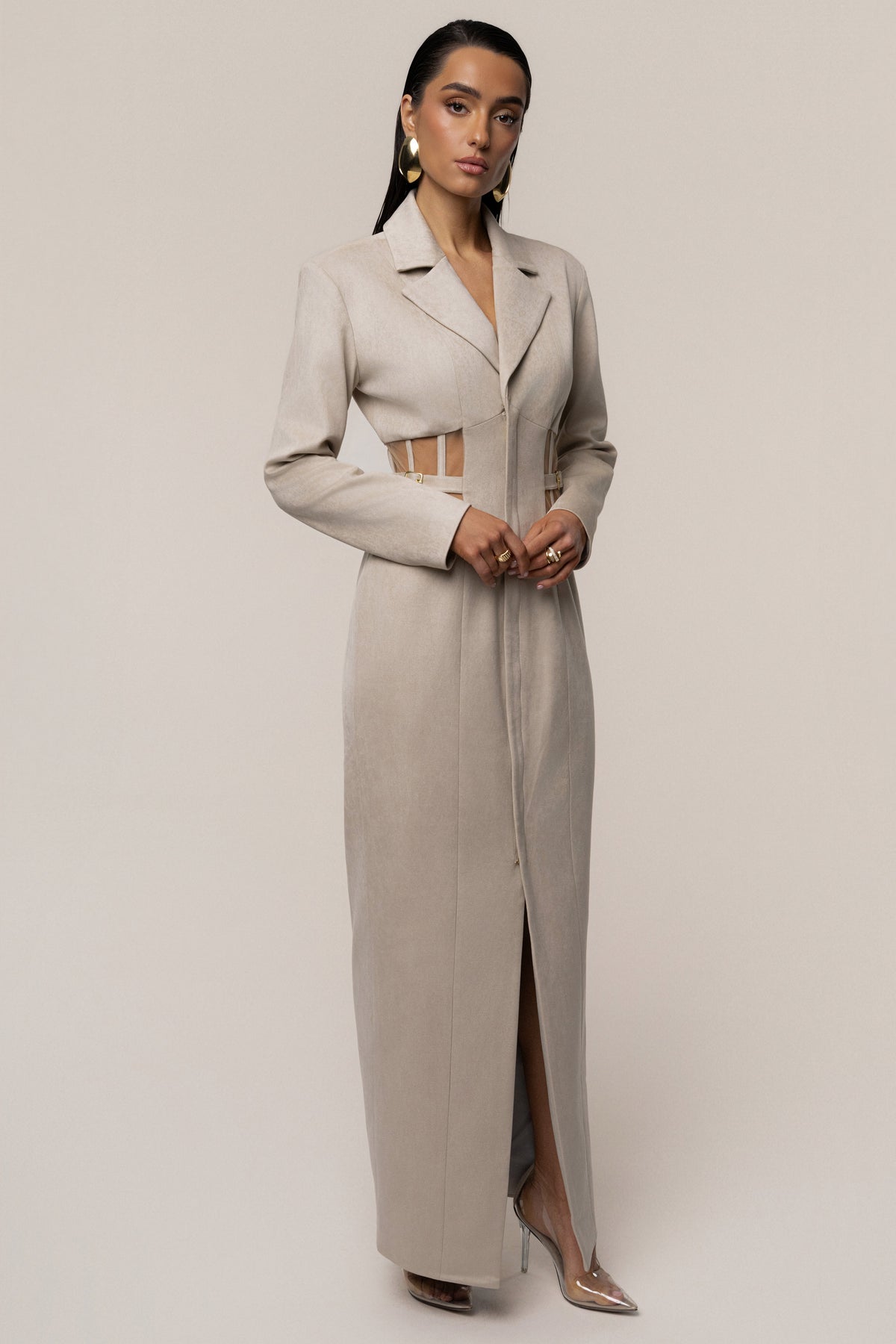 Stone Toffee Haze Suede Dress