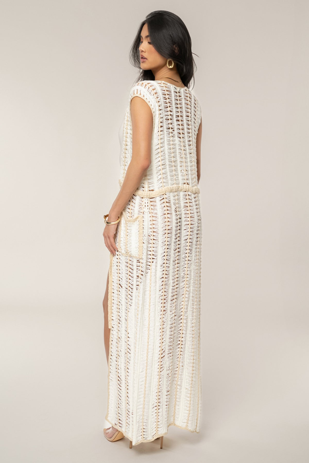 Ivory/Beige Marcelle Crochet Maxi Dress