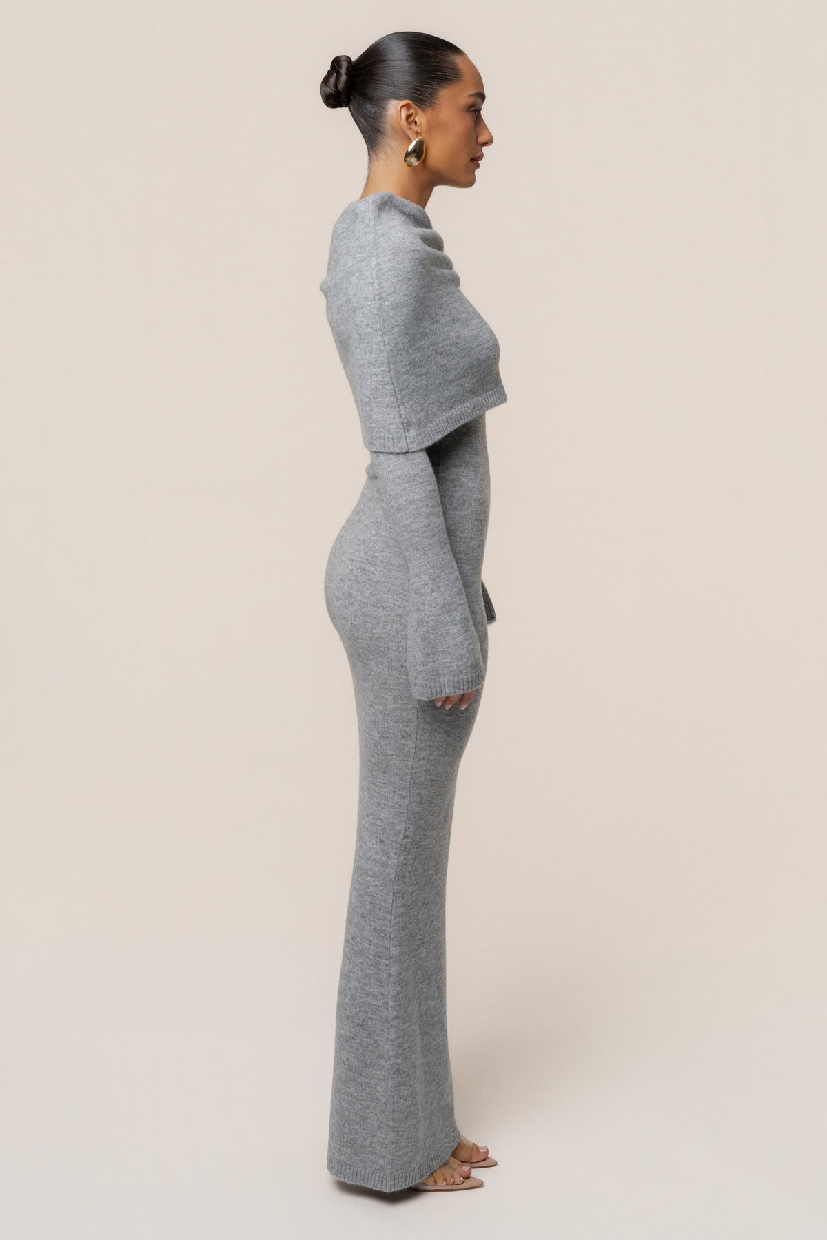 Grey Soft Haven Off-Shoulder Dress