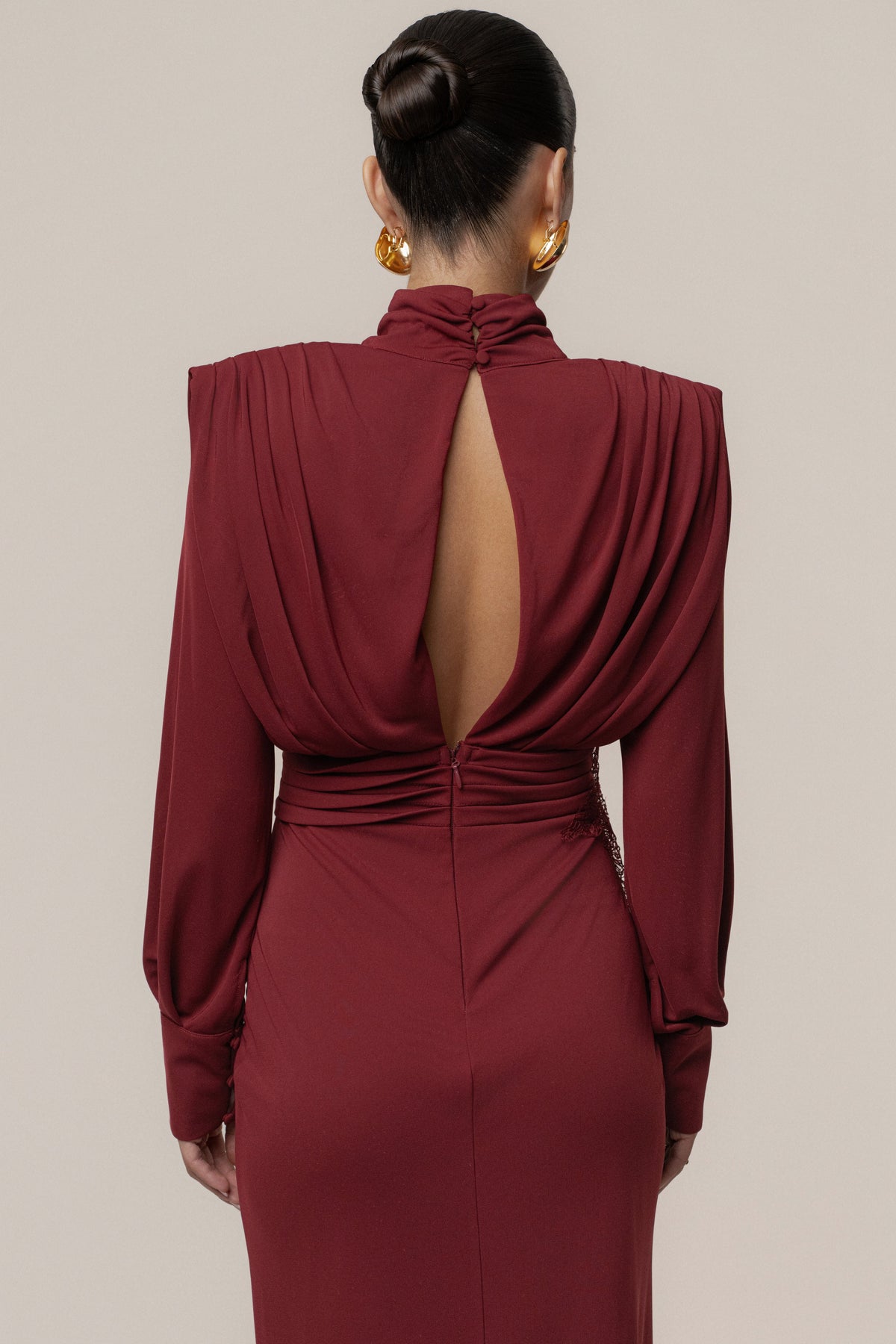 Burgundy Radiance Maxi Gown