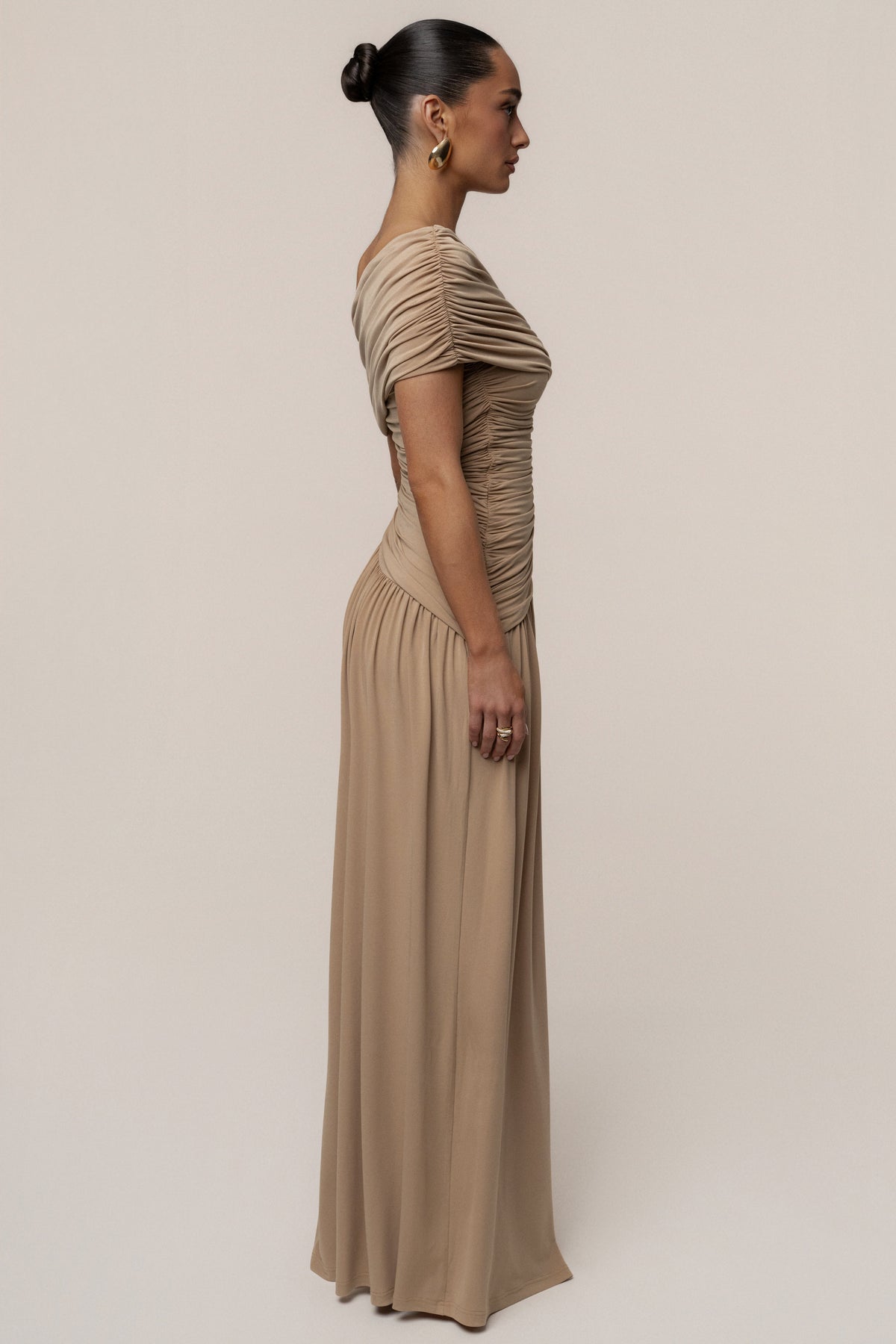 Beige Vision Of Elegance Maxi Dress