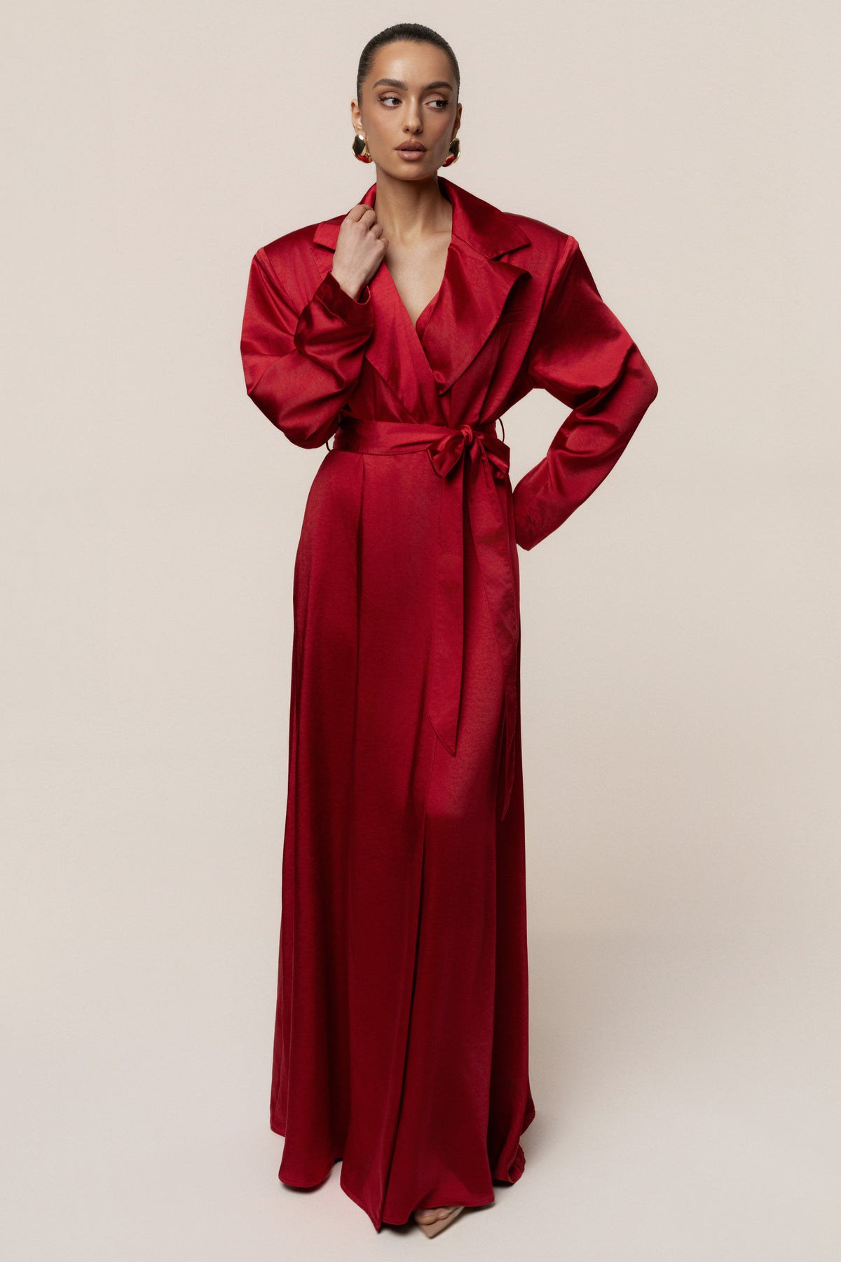 Burgundy Satin Embrace Maxi Dress
