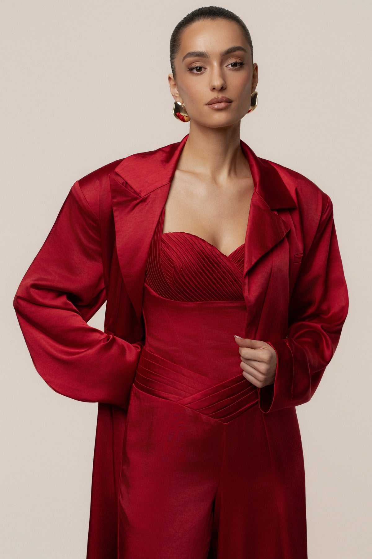 Burgundy Satin Embrace Maxi Dress