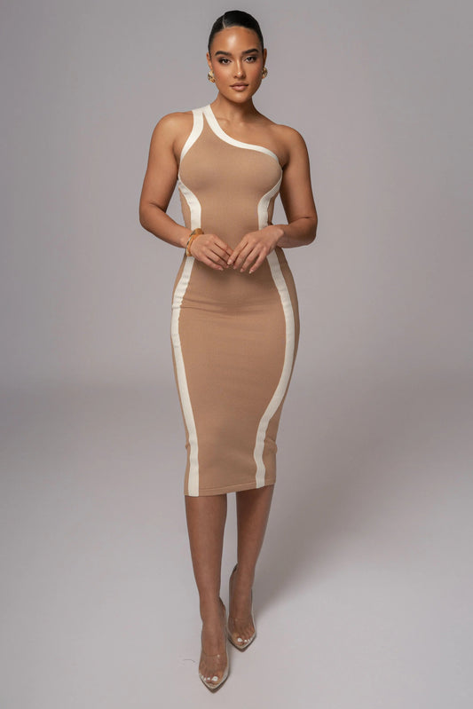 Beige Breann Contrast Maxi Dress