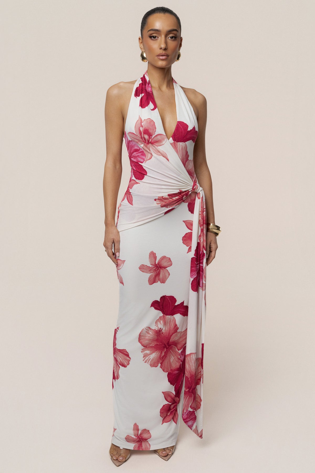 Red Floral Island Blossom Maxi Dress
