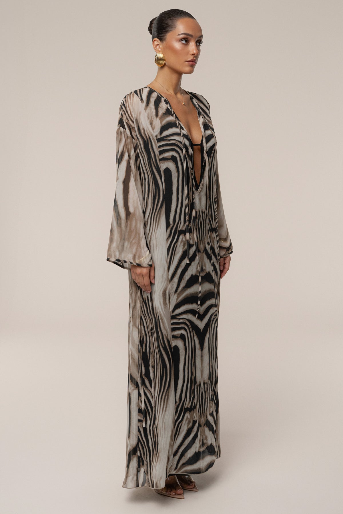 Brown Zebra Print New Vista Maxi Dress