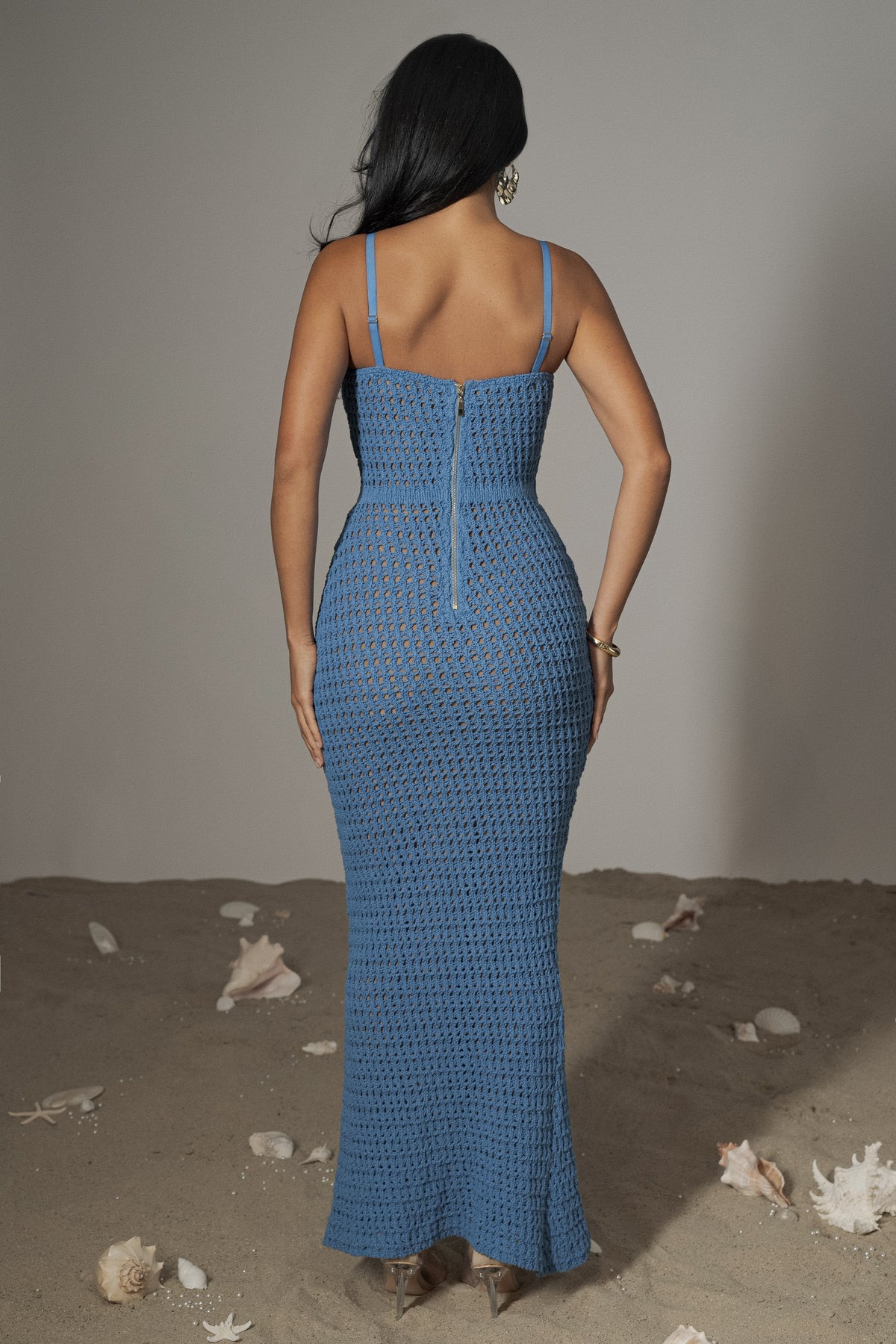 Blue Deep Sea Crochet Maxi Dress
