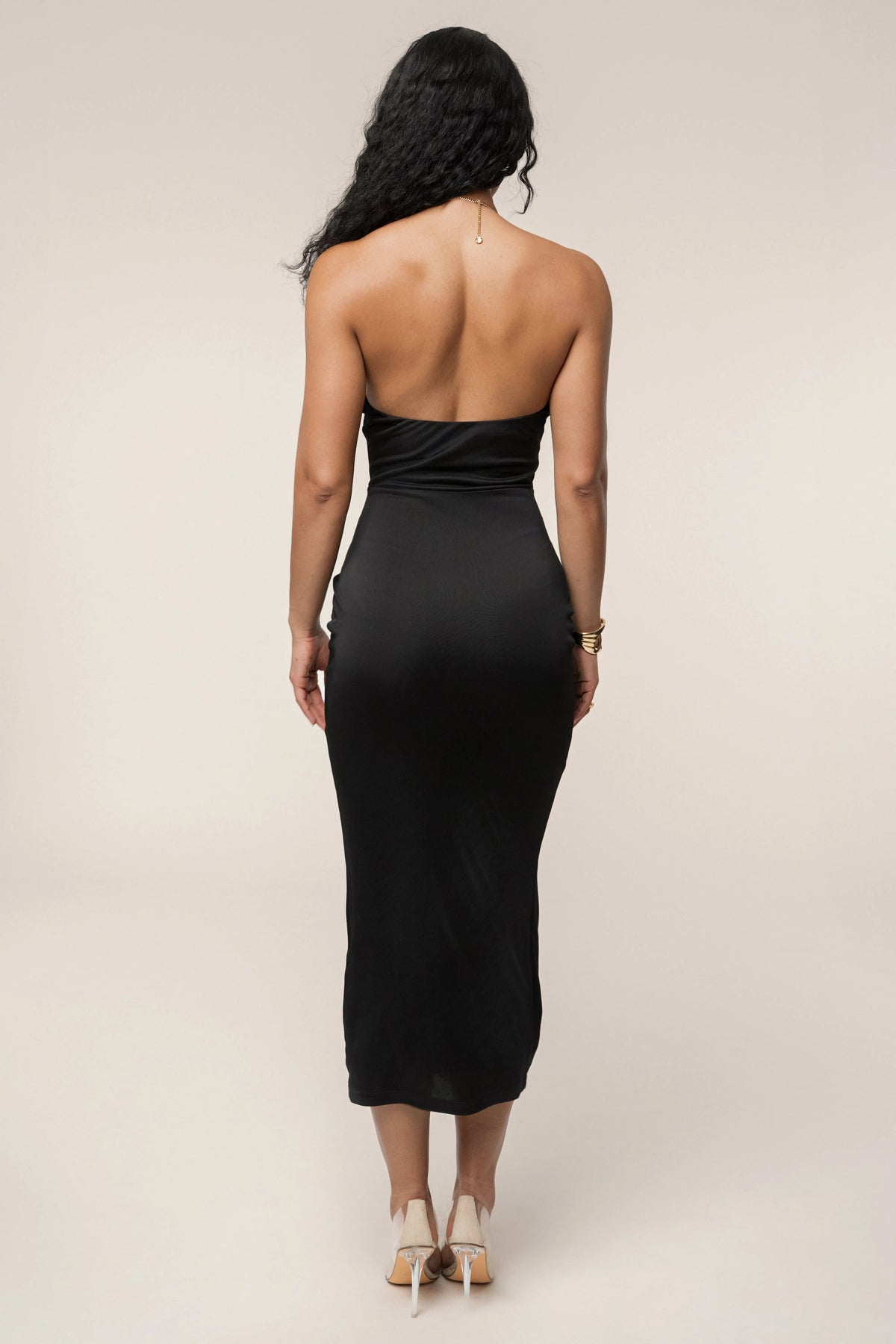 Black Cutout Chain Midi Dress