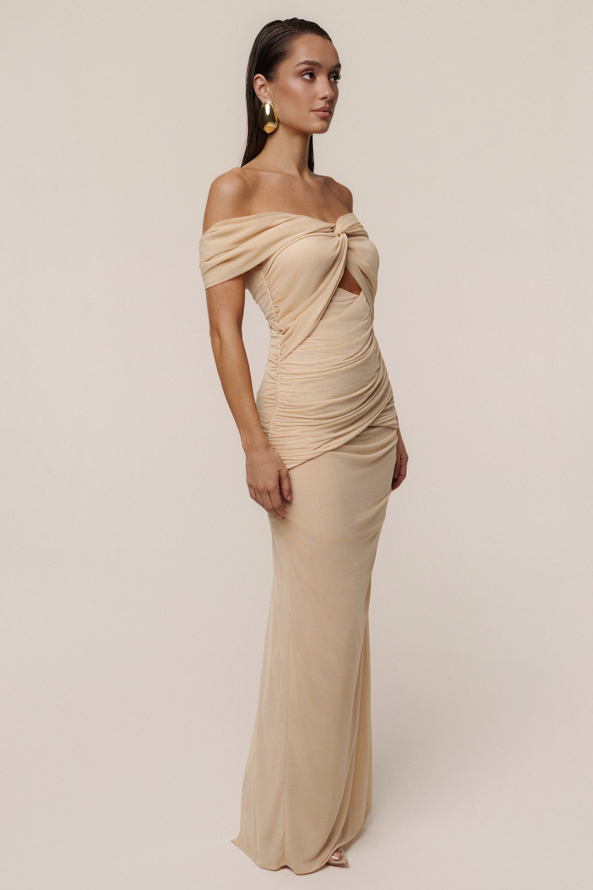Ivory Alessandra Off Shoulder Maxi Dress