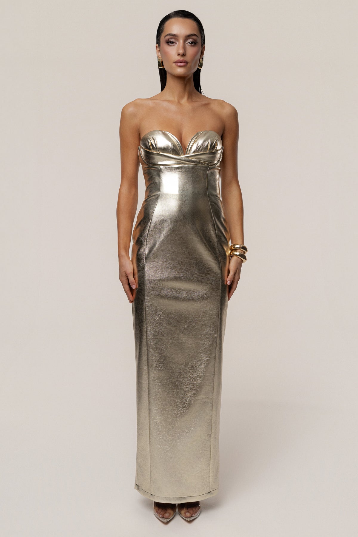 Gold Dorado Metallic Maxi Dress