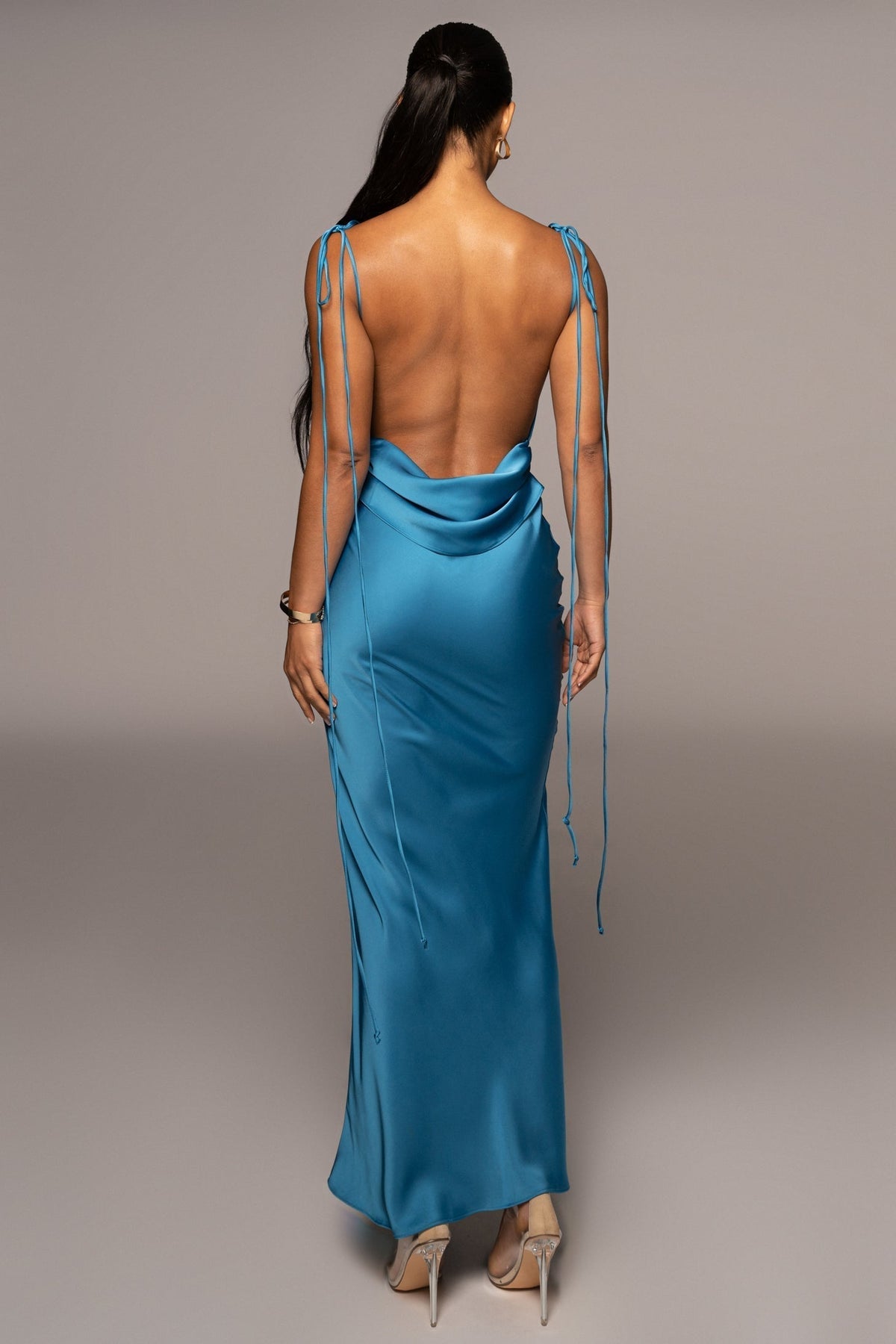 Blue Irresistible Satin Maxi Dress