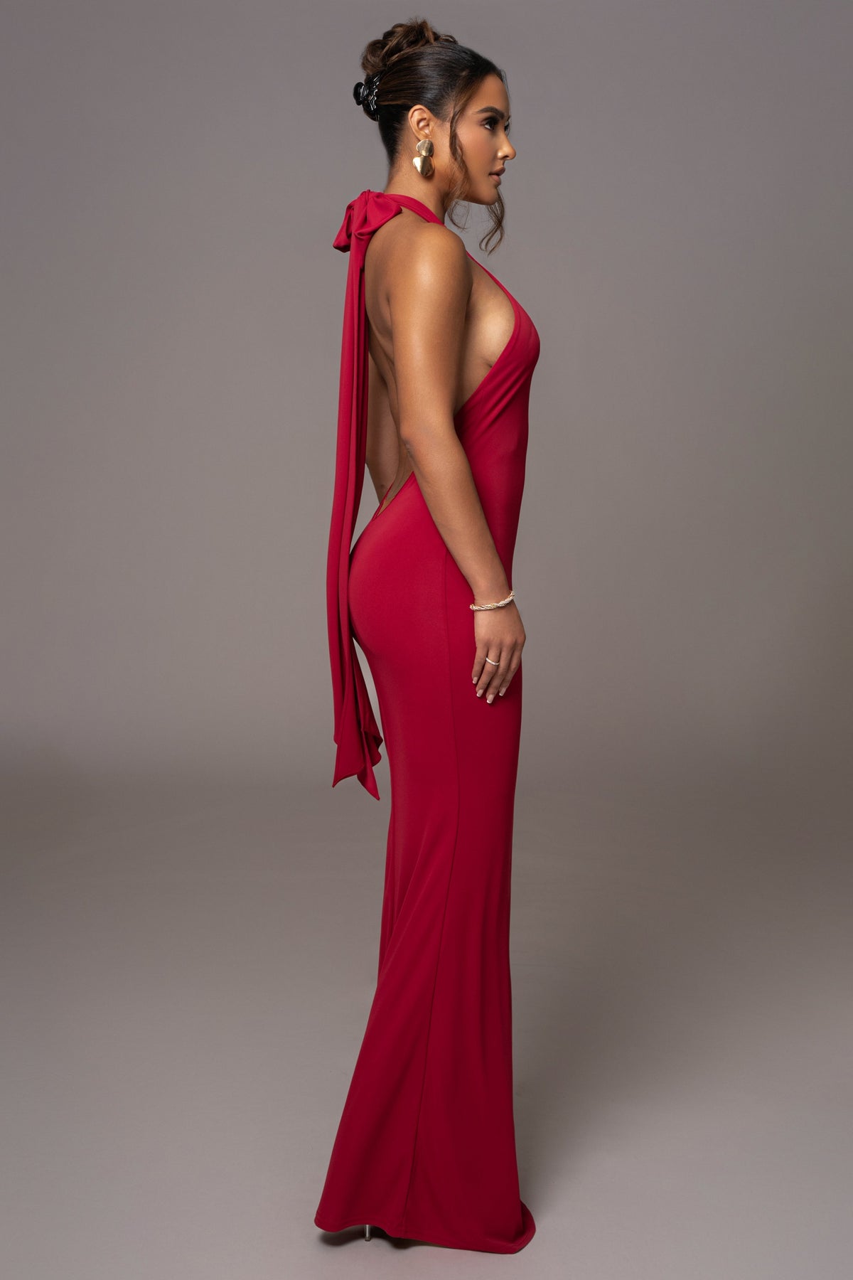 Red Golden Evening Maxi Gown
