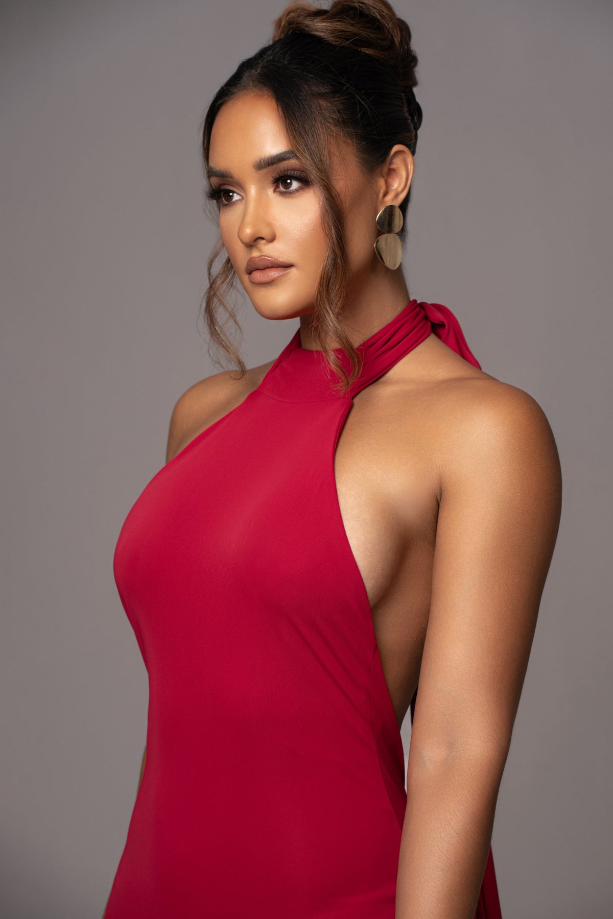 Red Golden Evening Maxi Gown