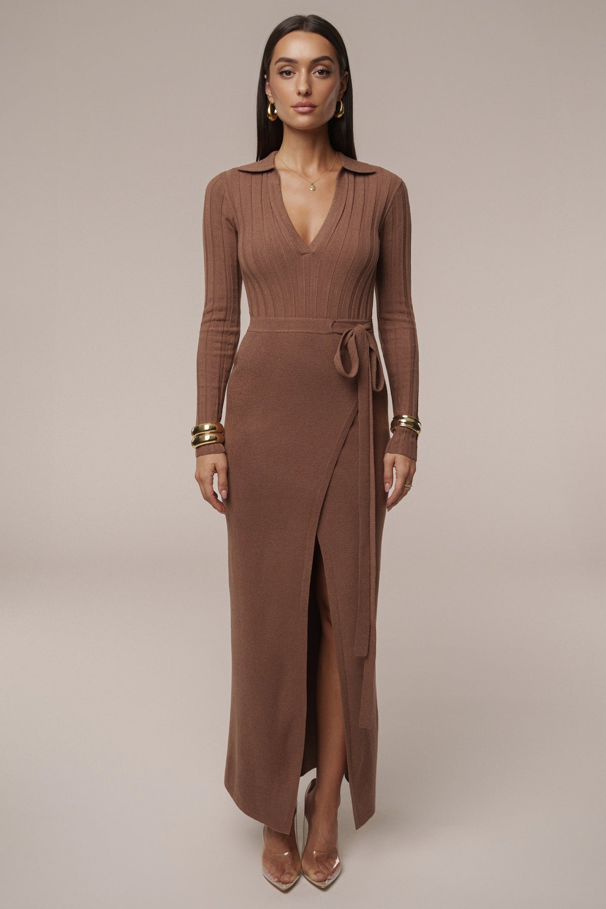 Chocolate Emma Knit Maxi Dress