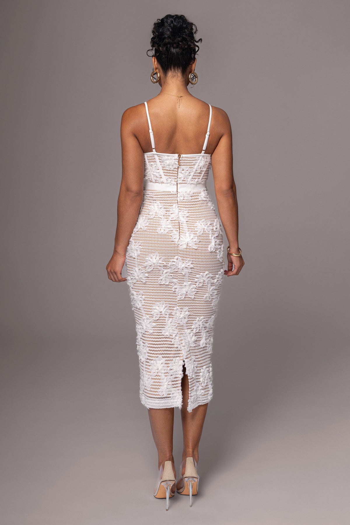 White Angelic Lace Midi Dress