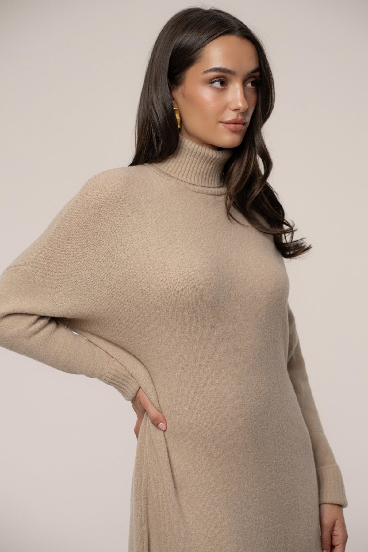 Beige Hartley Knit Maxi Dress